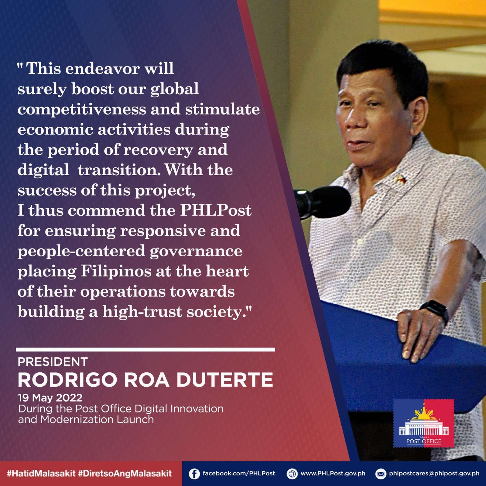 President Duterte on Post Office Digital Innovation and Modernization Launch