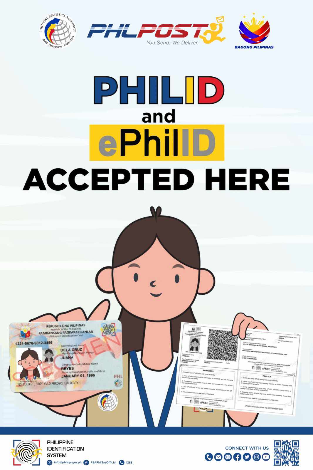 PhilID and ePhilID cards are accepted when transacting with all Post Offices Nationwide
