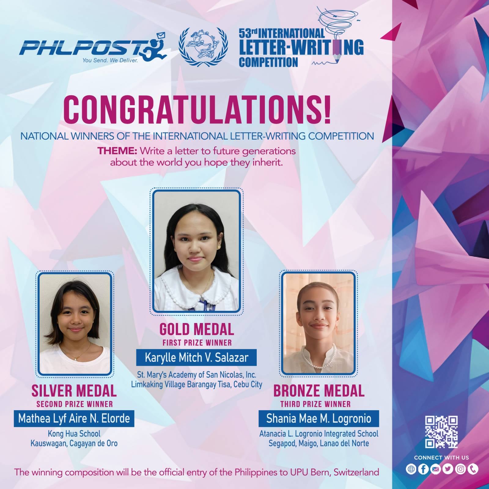 Congratulations to our National Winners of the International Letter-Writing Competition