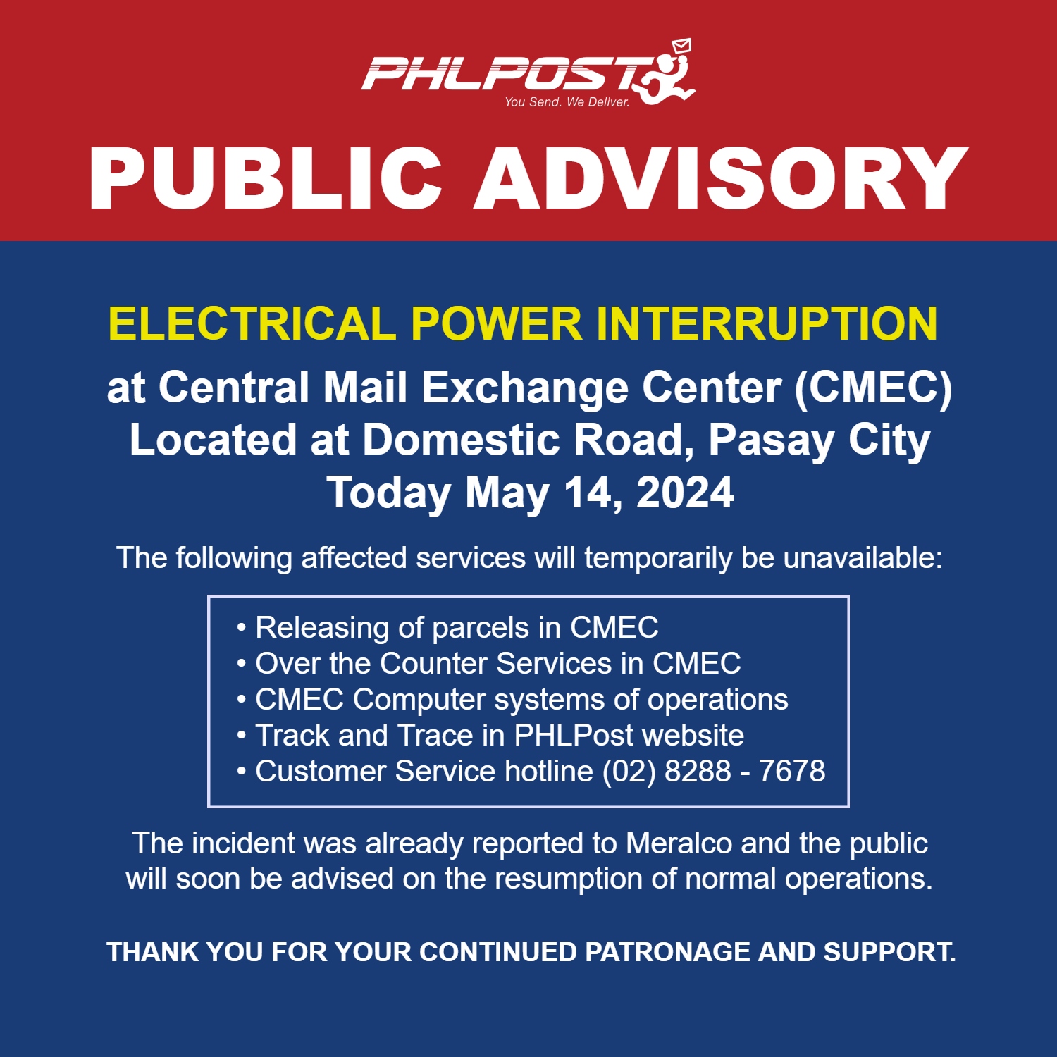 Electrical Power Interruptionat CMEC, Pasay City