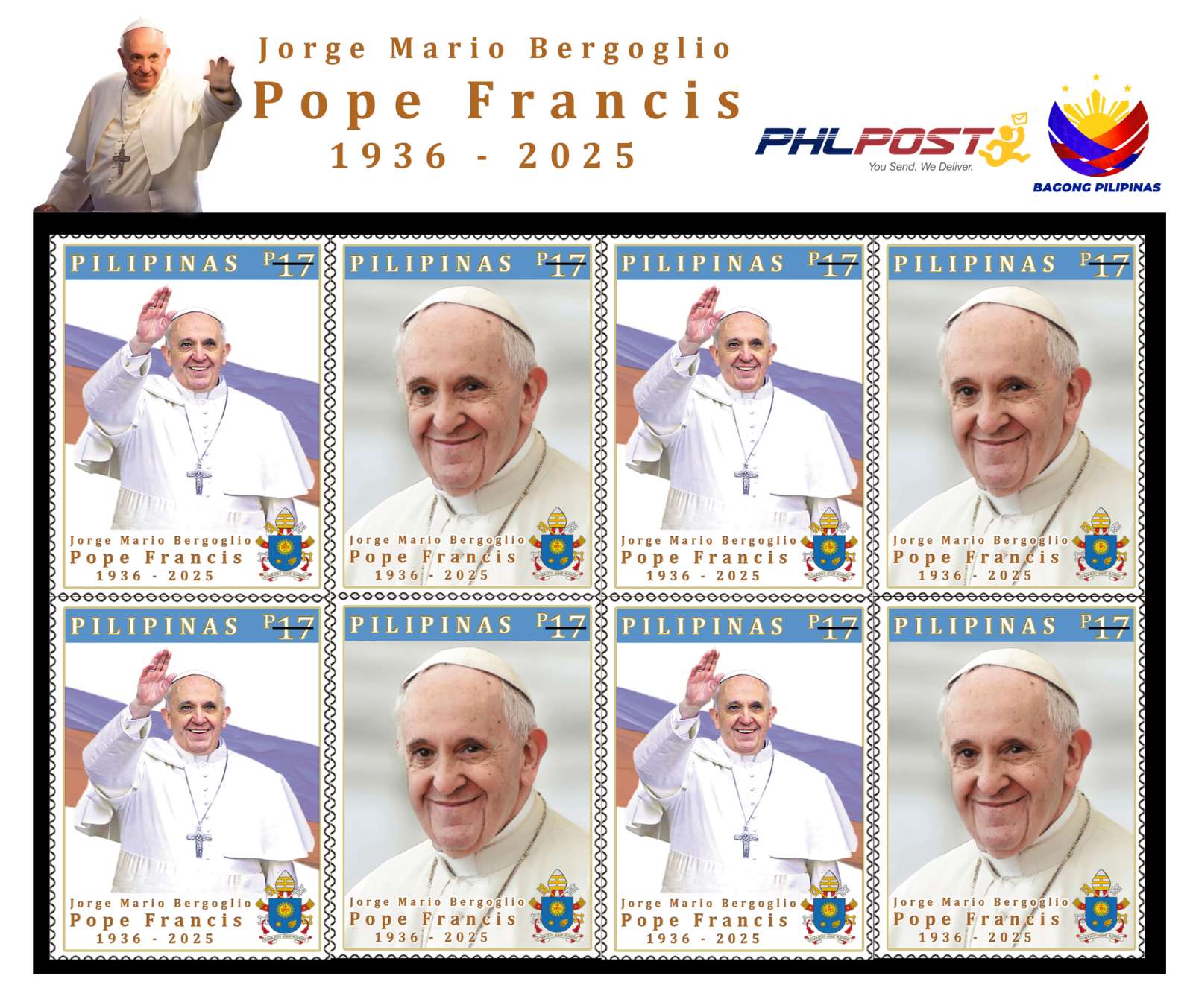 PHLPost, Pinarangalan si Pope Francis sa Pamamagitan ng Espesyal na Selyong Pang-Alaala